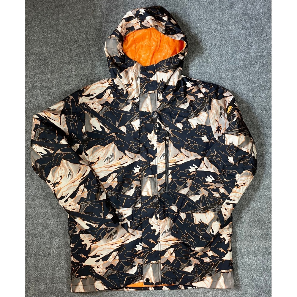 Quiksilver Snow Jacket Mens Large All Over Print Topographic DryFlight 10K Print